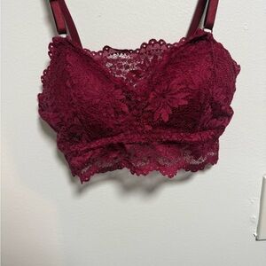 Elegant Lace Bralette in Burgundy